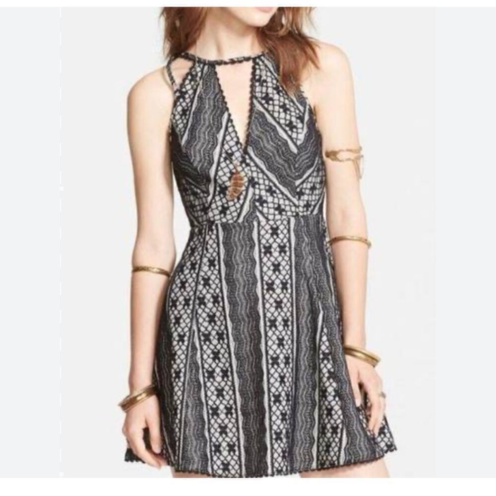 Free People Missed Connections Lace Fit and Flair Mini Dress 2